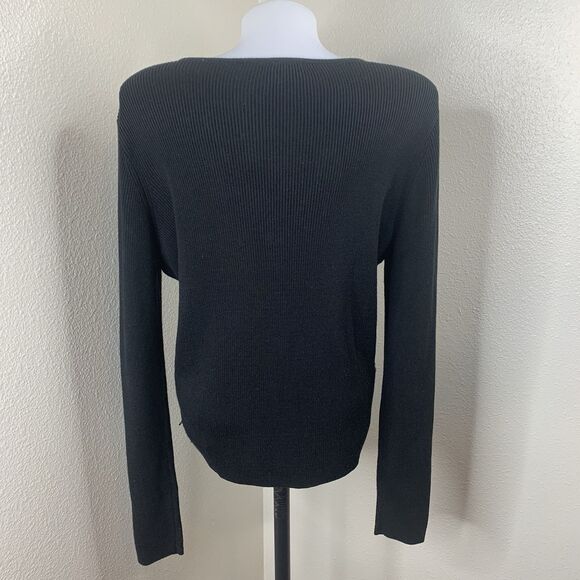 Scotch & Soda Women’s Black Melange Pearl Button V-neck Cardigan Sweater Sz L - Picture 6 of 8